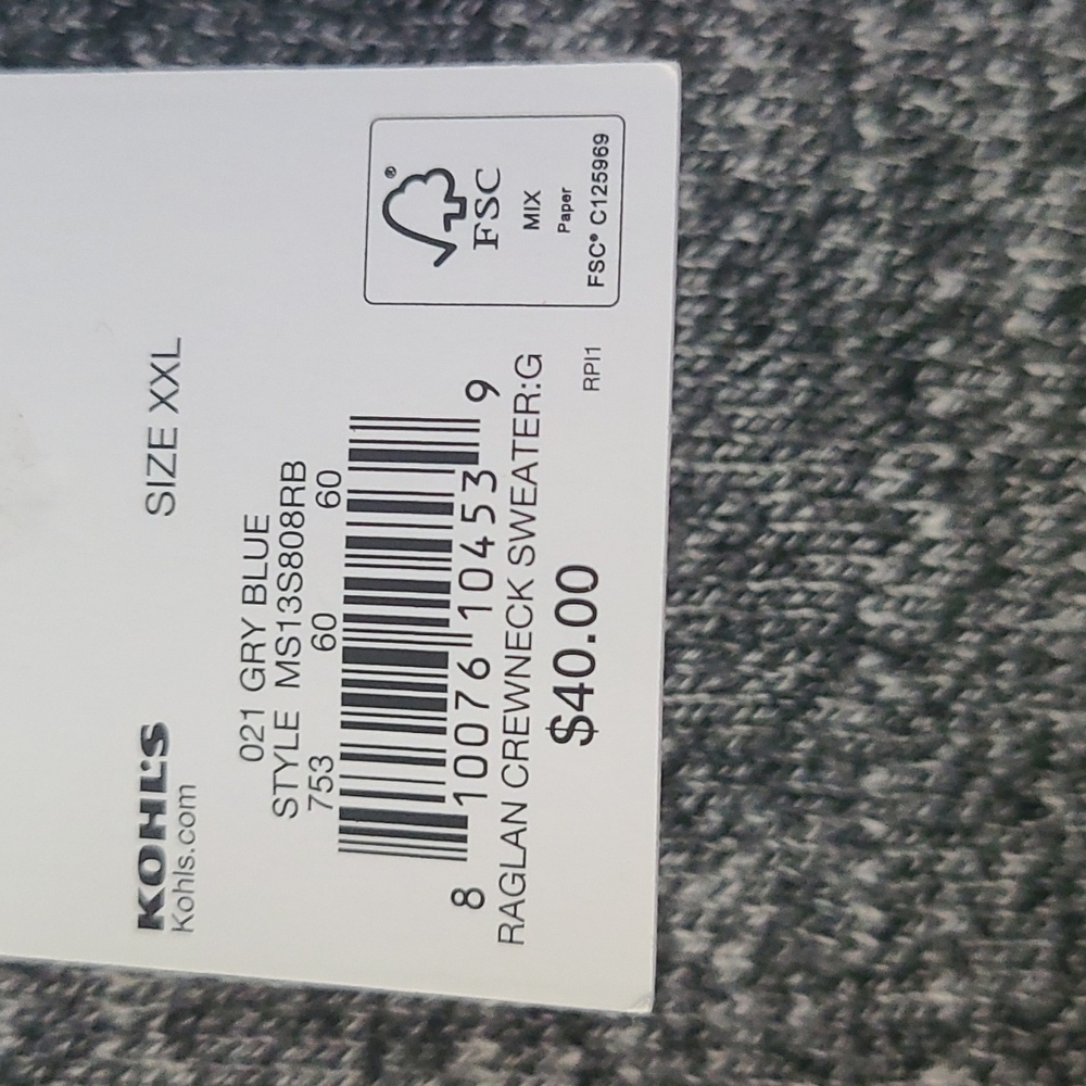 SONOMA MENS PULLOVER RAGLAN CREWNECK SWEATER SIZE 2X - Picture 8 of 9